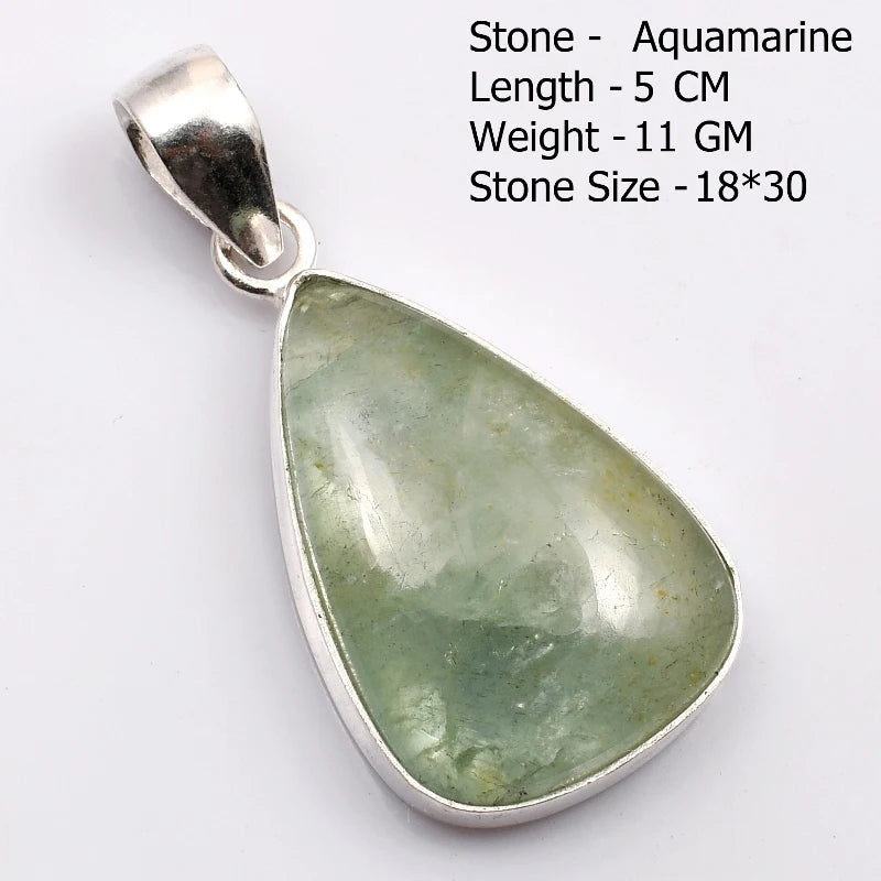 Genuine Aqumarine Pendant Women Jewelry gift