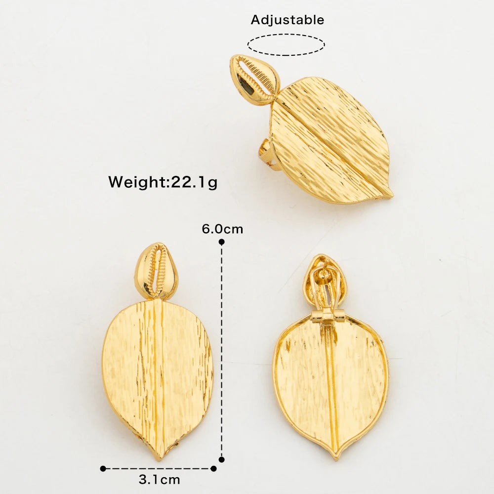 4sets Earrings with Ring Luxury Dubai African Gold Color Jewelry Sets for Women Weddings Bride Party Geometry Jewellry Accessory