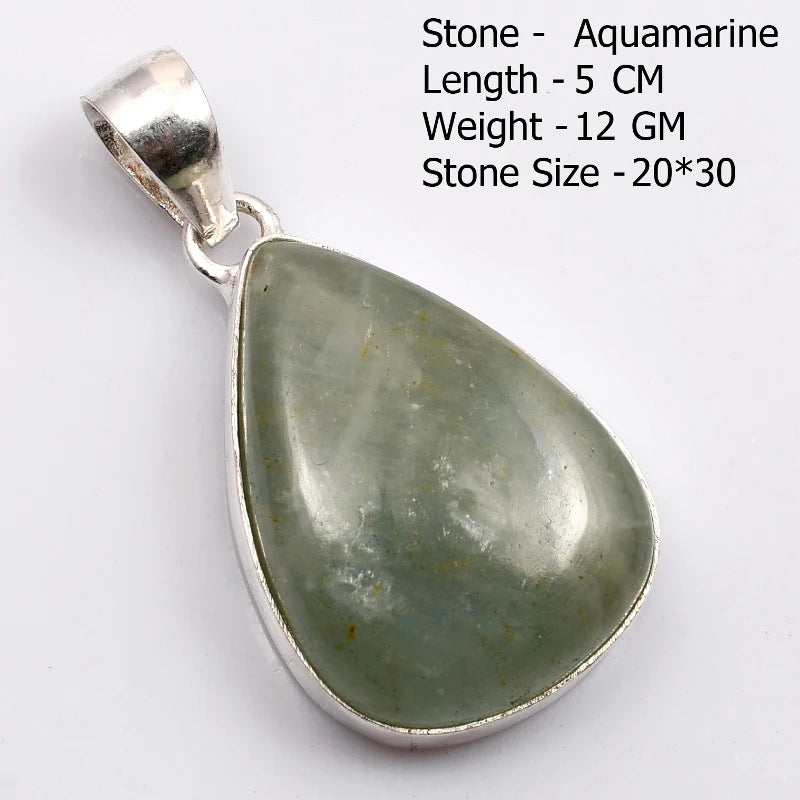 Genuine Aqumarine Pendant Women Jewelry gift