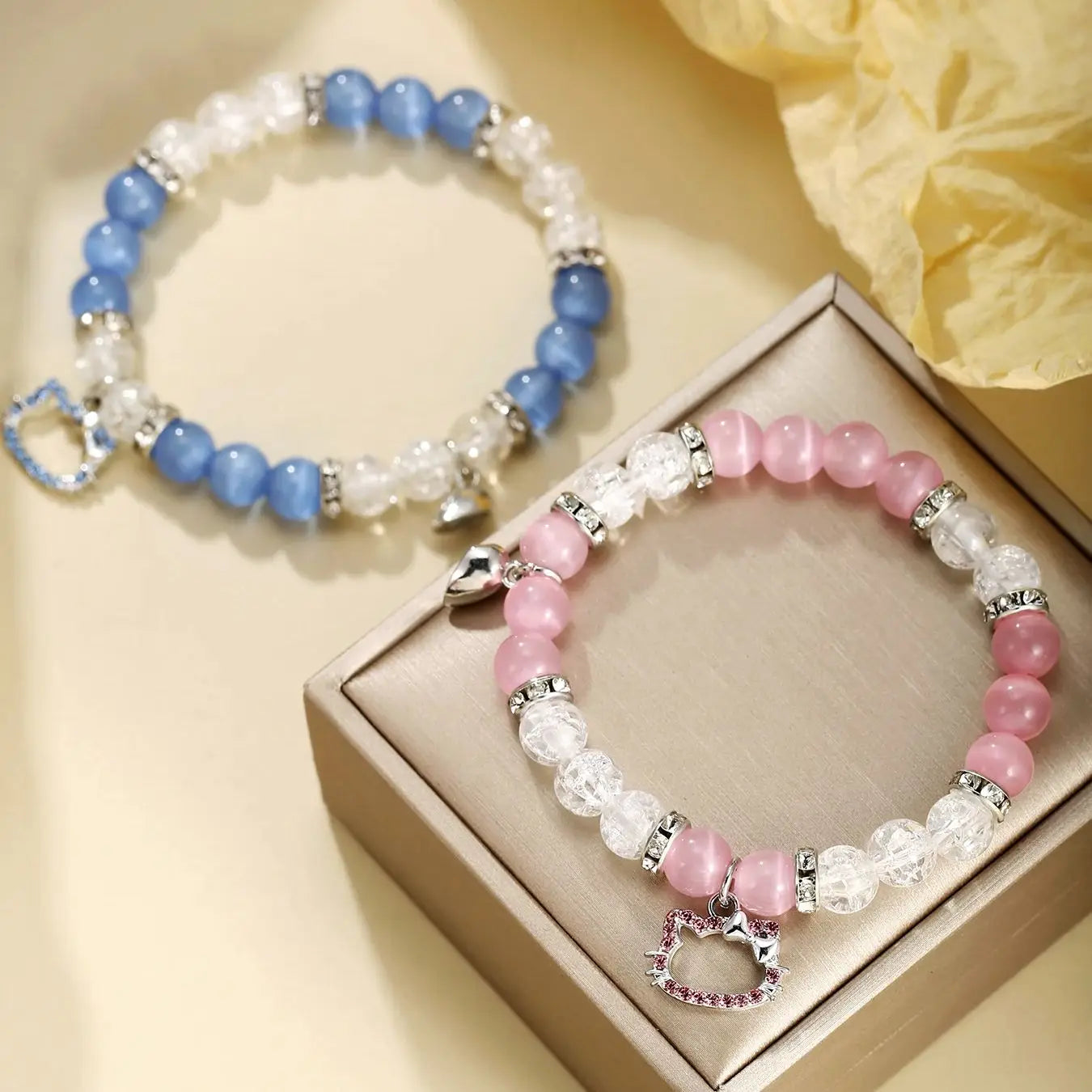 Magnetic Cat Couple Bracelets | BFF Heart Matching Set | 2 Pieces | USA Australia