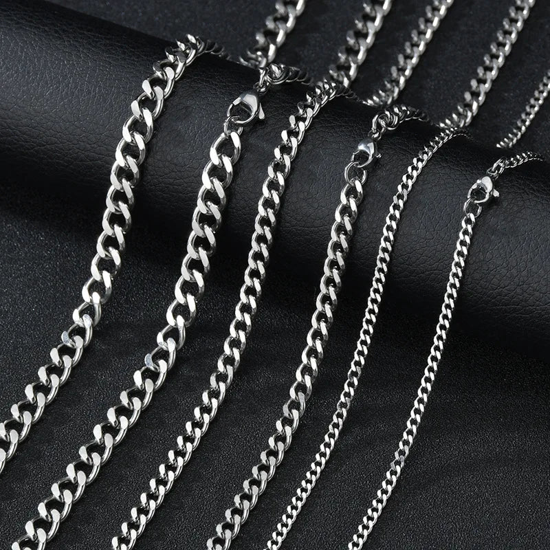 Punk Cuban Chain Necklace | Stainless Steel Curb Link Choker | Women Men | USA