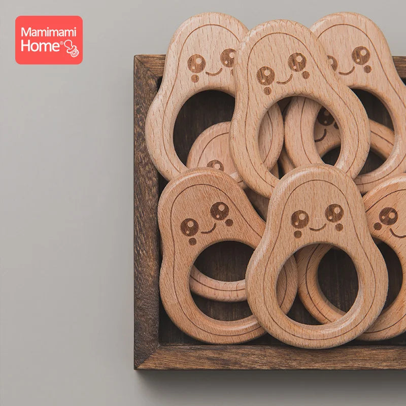 5-Pack Avocado Wooden Teether | BPA Free Beech Wood Pendant | USA Australia