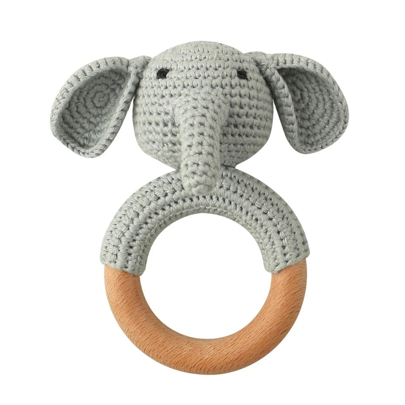 Wooden Giraffe Teether | Crochet Rattle Baby Mobile Toy | USA Australia