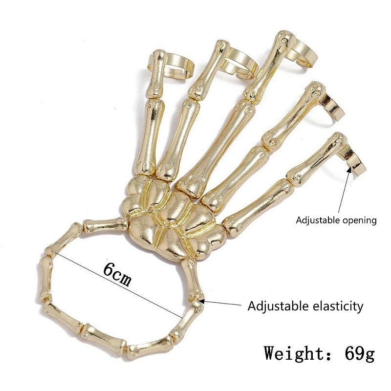 Skeleton Hand Bracelet | Gothic Punk Skull Adjustable Bangle | USA Australia