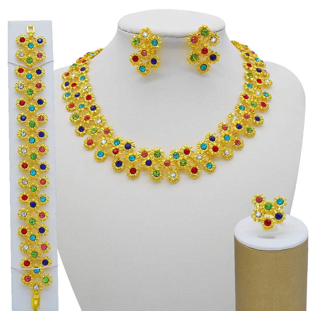 Dubai Gold Jewelry Set for Women | African Wedding Bridal 4-Piece Set | USA Australia