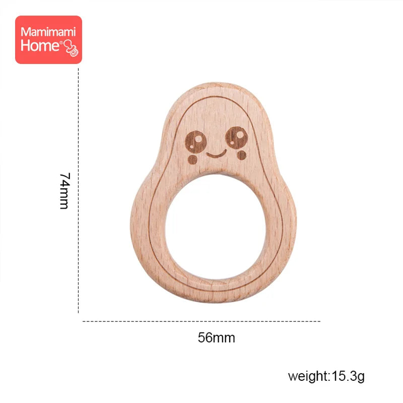 5-Pack Avocado Wooden Teether | BPA Free Beech Wood Pendant | USA Australia