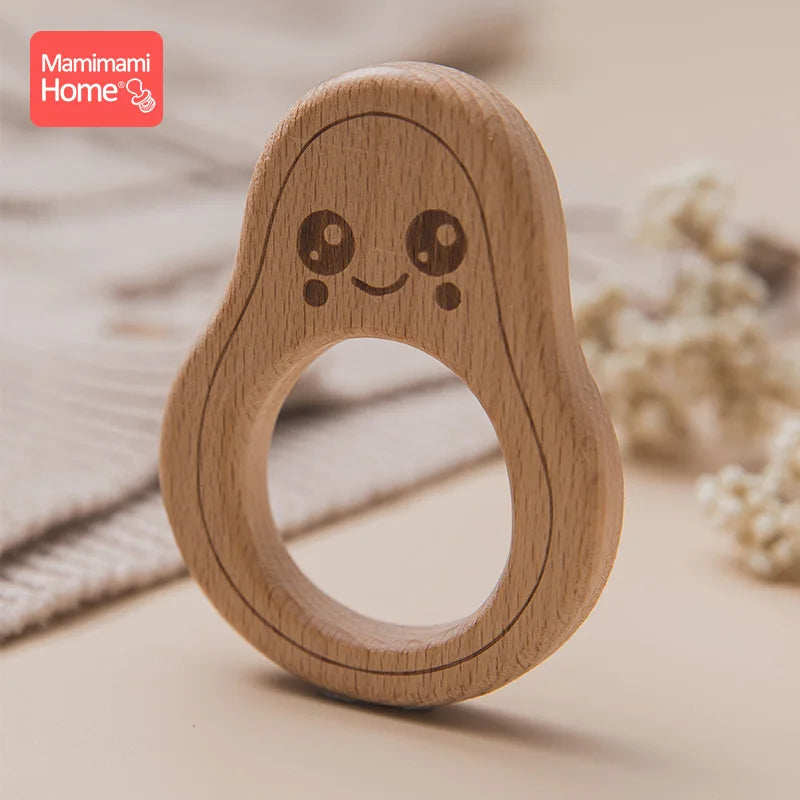 5-Pack Avocado Wooden Teether | BPA Free Beech Wood Pendant | USA Australia