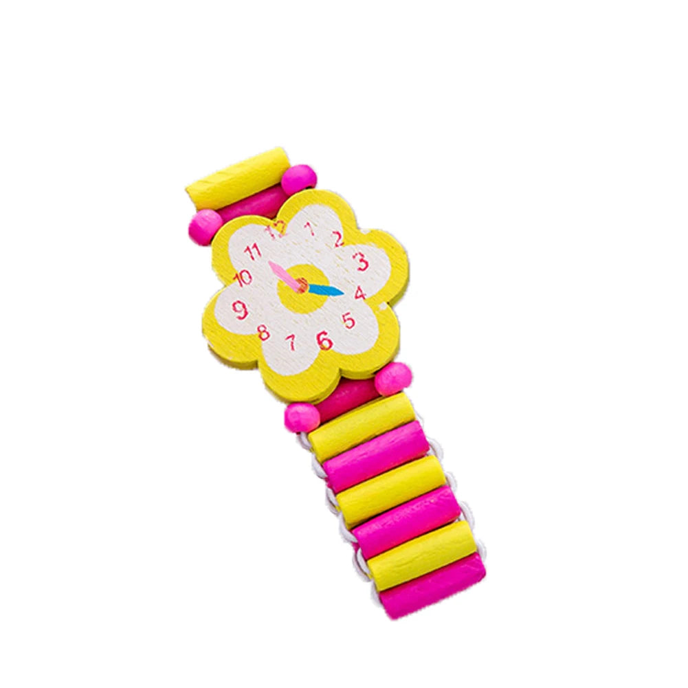Kids Colorful Wood Watch Bracelet | Girls Elastic Wristband Toy | Birthday Gift | USA