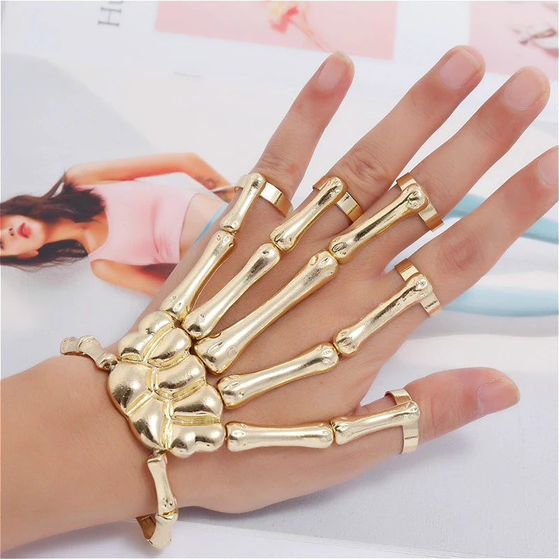Skeleton Hand Bracelet | Gothic Punk Skull Adjustable Bangle | USA Australia