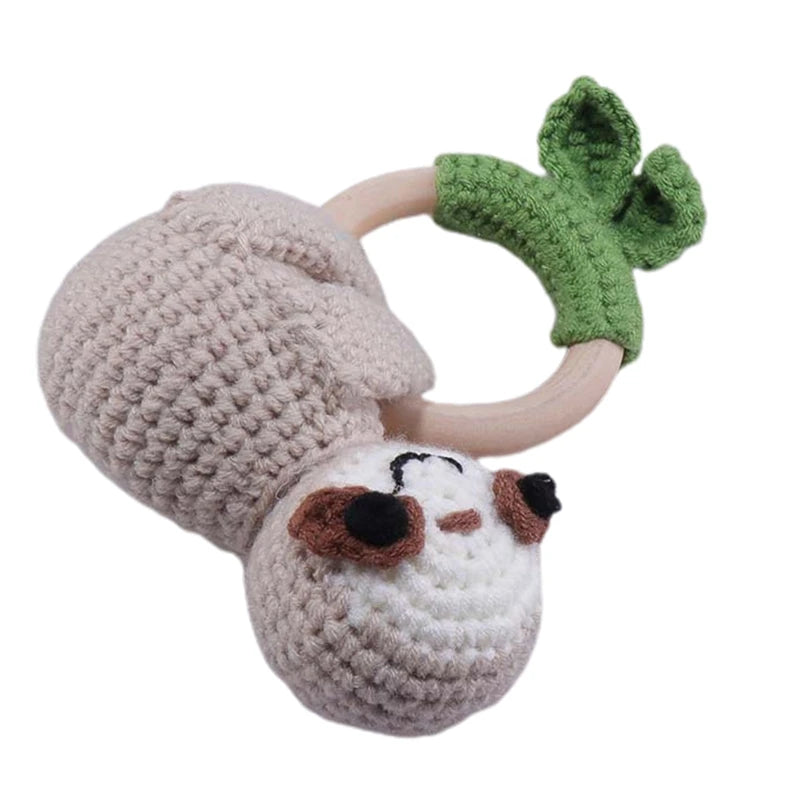 Wooden Giraffe Teether | Crochet Rattle Baby Mobile Toy | USA Australia
