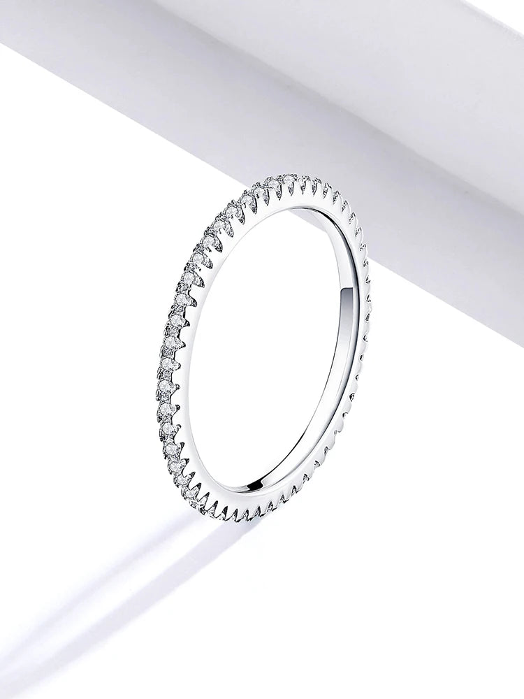 CZ Eternity Ring - White Gold Plated Sterling Silver Band