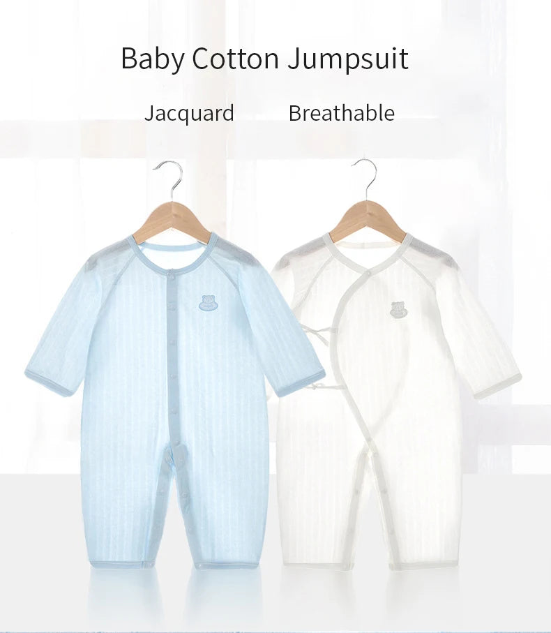 Baby Thin Summer Jumpsuit Clothes Short Sleeve Romper Boy Newborn Solid Girl Sleep Gown Infant Organic Cotton Rompers