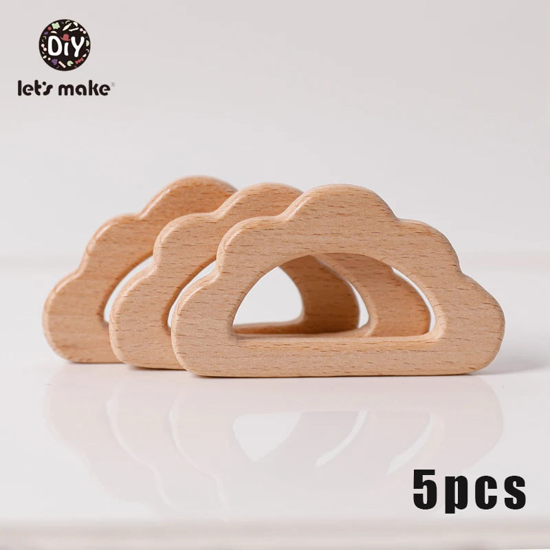 5-Pack Wooden Teether Set | BPA Free Animal Shapes | Hedgehog & Bird | USA