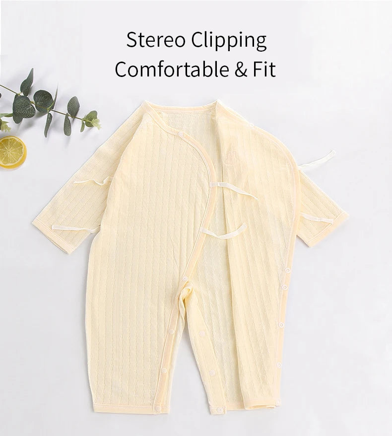 Baby Thin Summer Jumpsuit Clothes Short Sleeve Romper Boy Newborn Solid Girl Sleep Gown Infant Organic Cotton Rompers