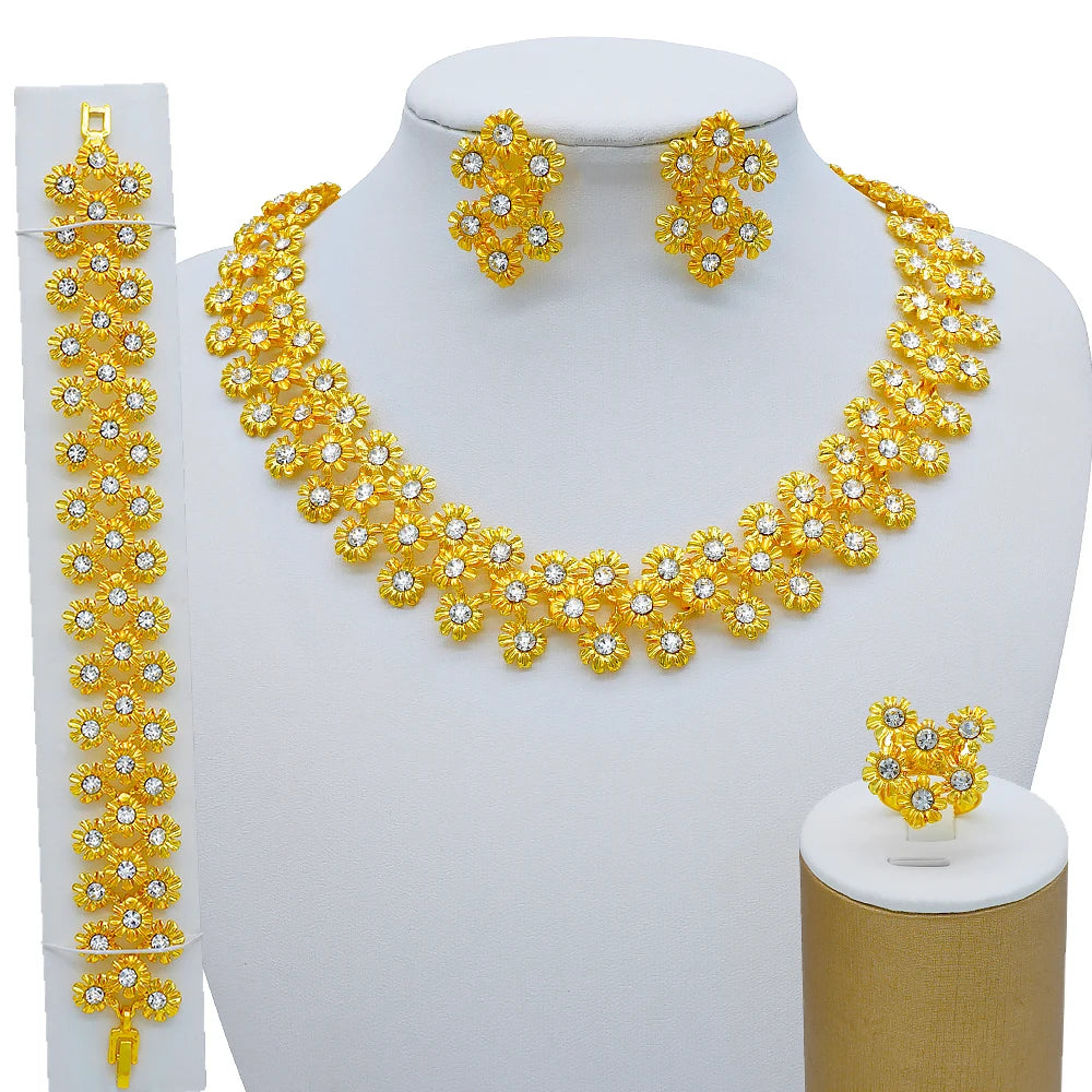 Dubai Gold Jewelry Set for Women | African Wedding Bridal 4-Piece Set | USA Australia