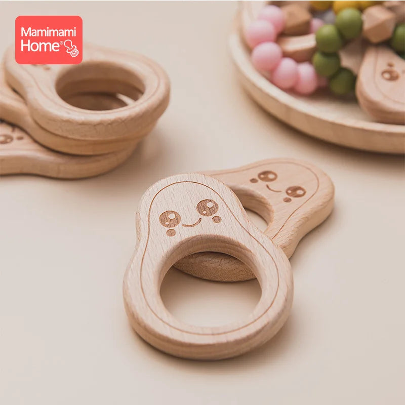 5-Pack Avocado Wooden Teether | BPA Free Beech Wood Pendant | USA Australia
