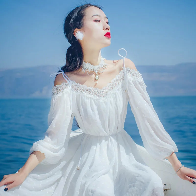 Imitation Pearl White Lace Choker | Bridal Wedding Tattoo Tassel | Women