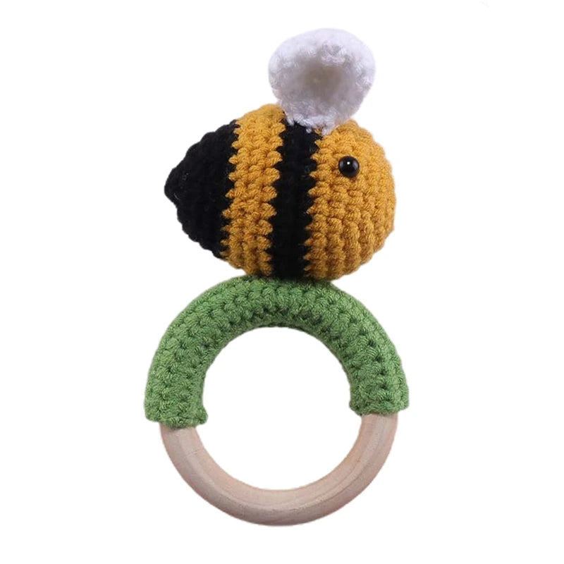 Wooden Giraffe Teether | Crochet Rattle Baby Mobile Toy | USA Australia