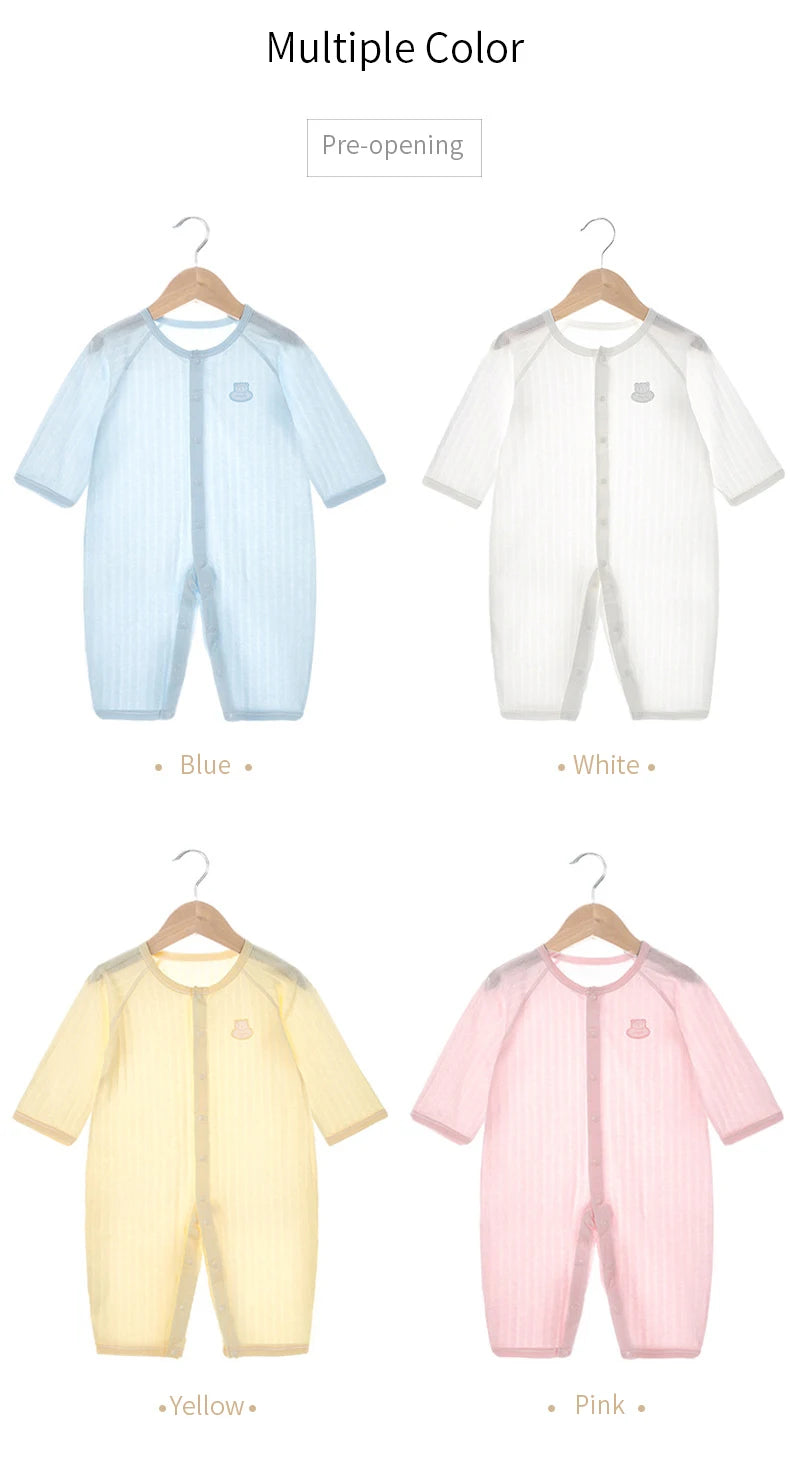 Baby Thin Summer Jumpsuit Clothes Short Sleeve Romper Boy Newborn Solid Girl Sleep Gown Infant Organic Cotton Rompers