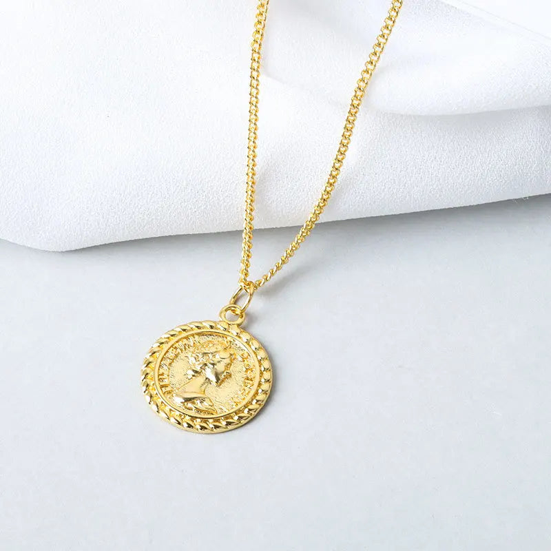 Silver Necklace For Women Ladies Elegant Chain People Photo Sterling Silver Jewelry Round Necklace