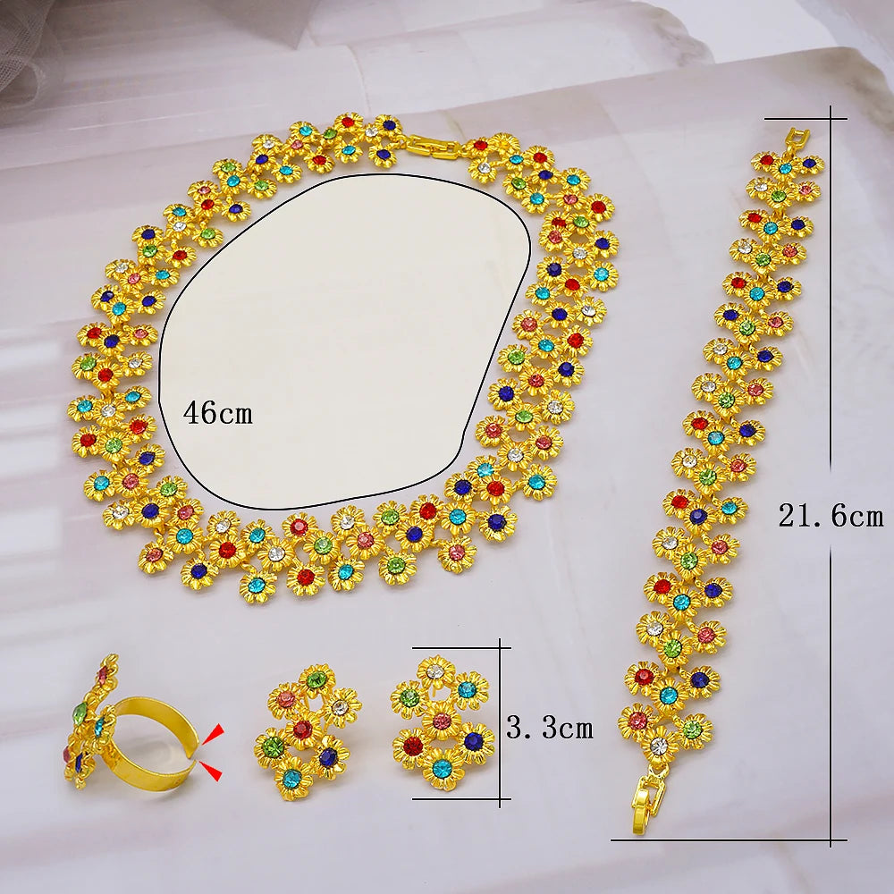 Dubai Gold Jewelry Set for Women | African Wedding Bridal 4-Piece Set | USA Australia
