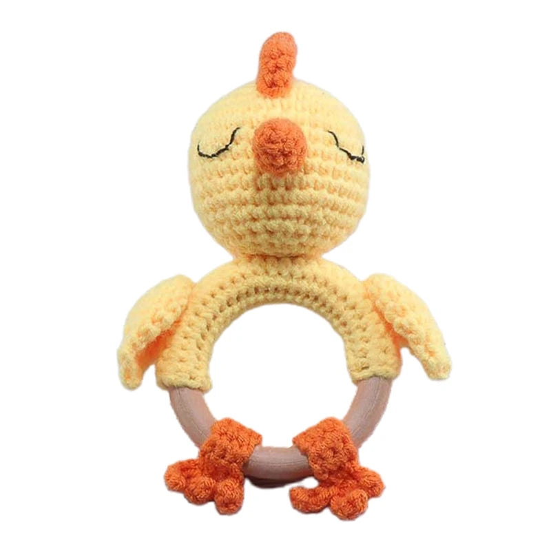 Wooden Giraffe Teether | Crochet Rattle Baby Mobile Toy | USA Australia