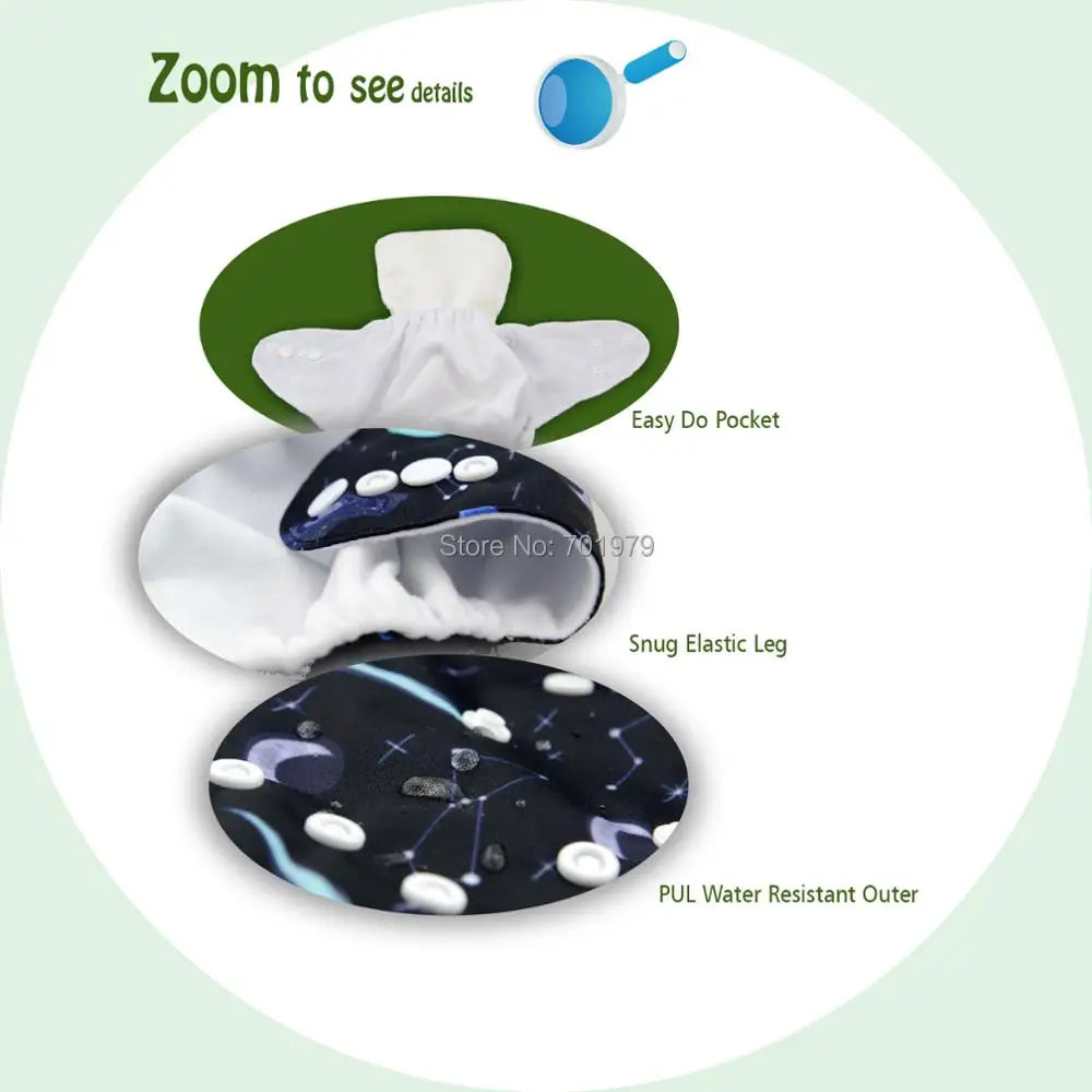 ALVABABY Cloth Diapers | Eco-Friendly Modern Nappy | 3-15kg with Insert | USA