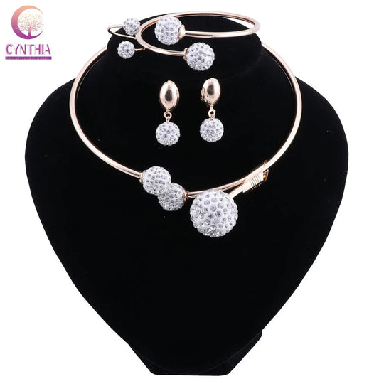 Gold Wedding Jewelry Set for Women | Bridal Necklace Earrings Bracelet Ring | USA Australia