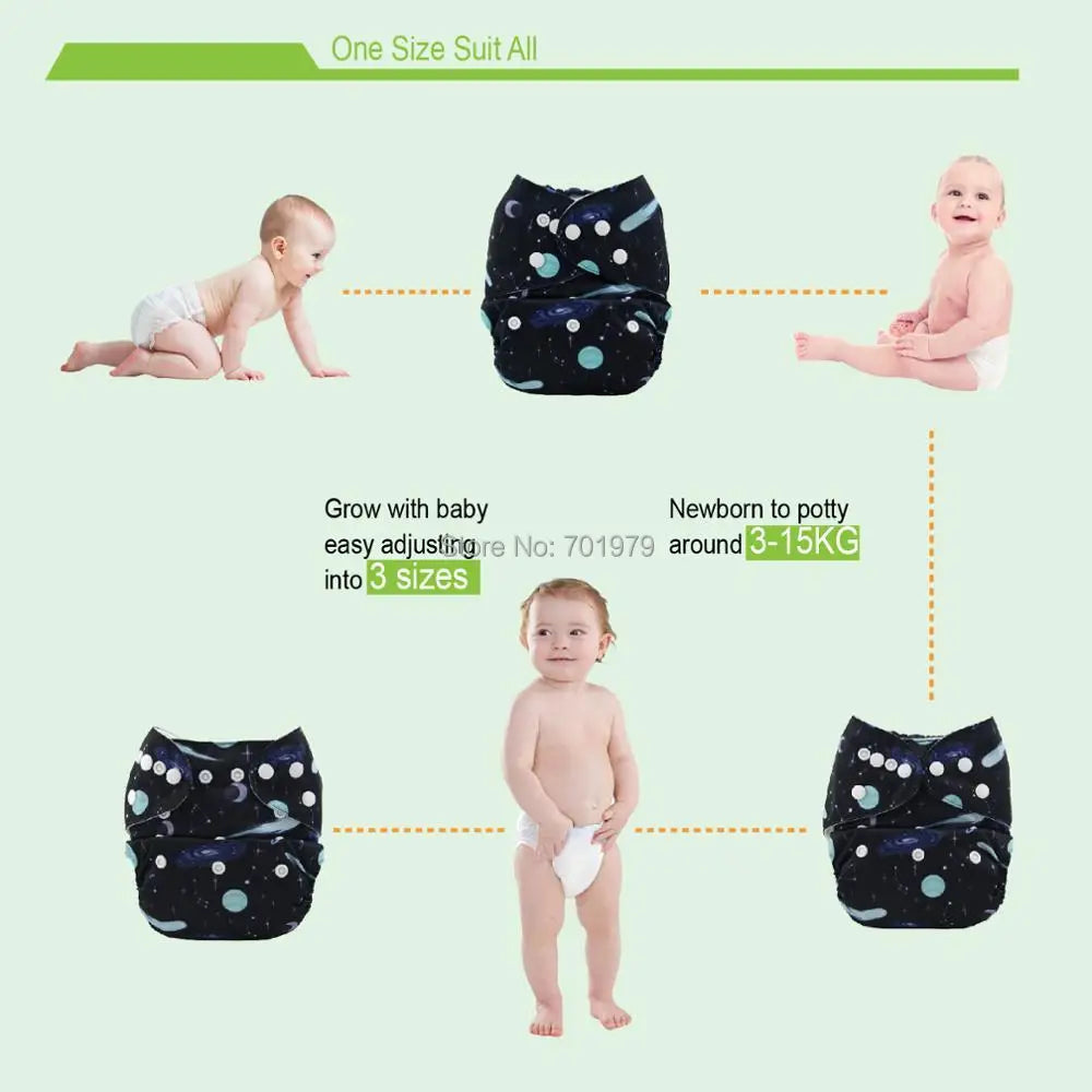 ALVABABY Cloth Diapers | Eco-Friendly Modern Nappy | 3-15kg with Insert | USA