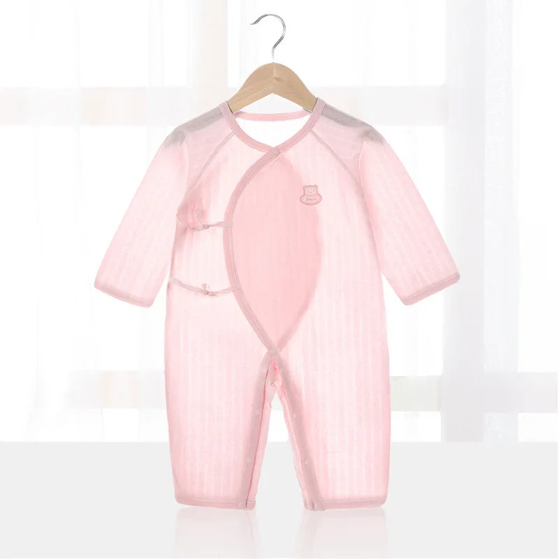 Baby Thin Summer Jumpsuit Clothes Short Sleeve Romper Boy Newborn Solid Girl Sleep Gown Infant Organic Cotton Rompers
