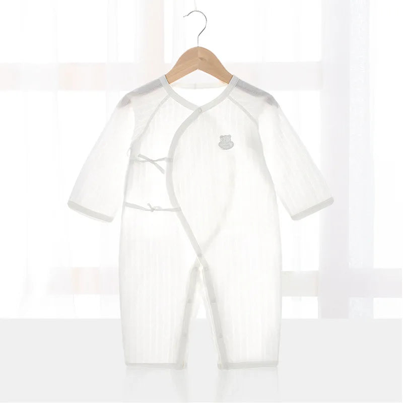 Baby Thin Summer Jumpsuit Clothes Short Sleeve Romper Boy Newborn Solid Girl Sleep Gown Infant Organic Cotton Rompers