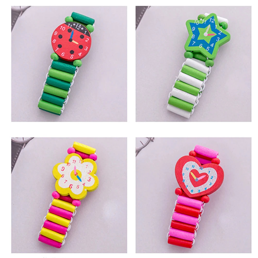 Kids Colorful Wood Watch Bracelet | Girls Elastic Wristband Toy | Birthday Gift | USA