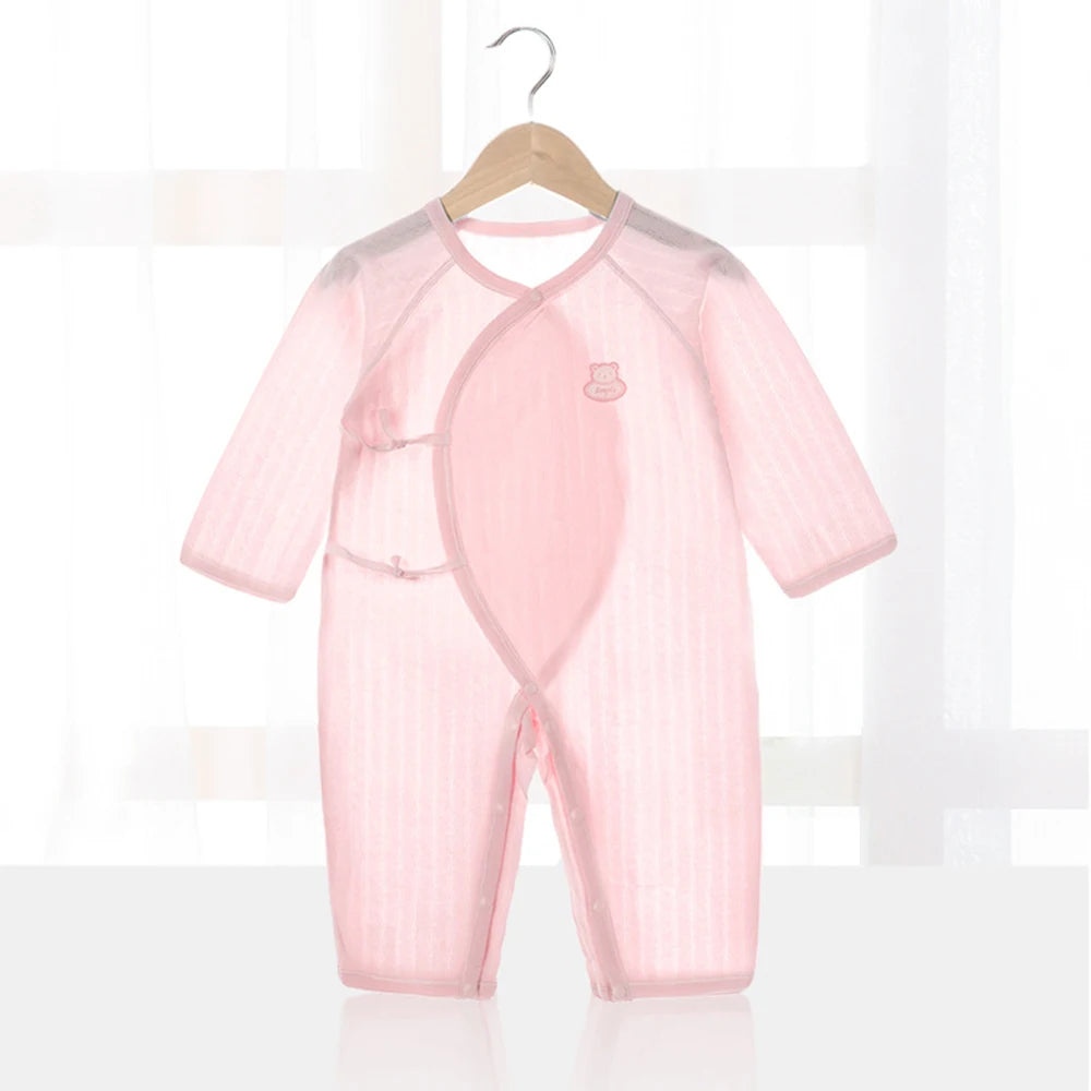 Baby Thin Summer Jumpsuit Clothes Short Sleeve Romper Boy Newborn Solid Girl Sleep Gown Infant Organic Cotton Rompers