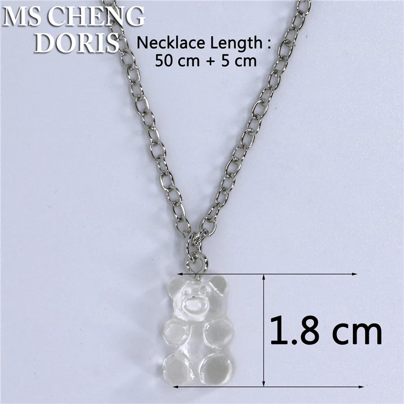 Handmade Cute Resin Gummy Bear Necklace | 33 Styles Colors | Women Girl