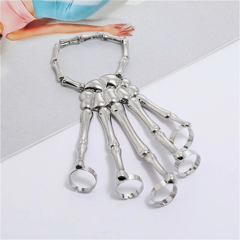 Skeleton Hand Bracelet | Gothic Punk Skull Adjustable Bangle | USA Australia