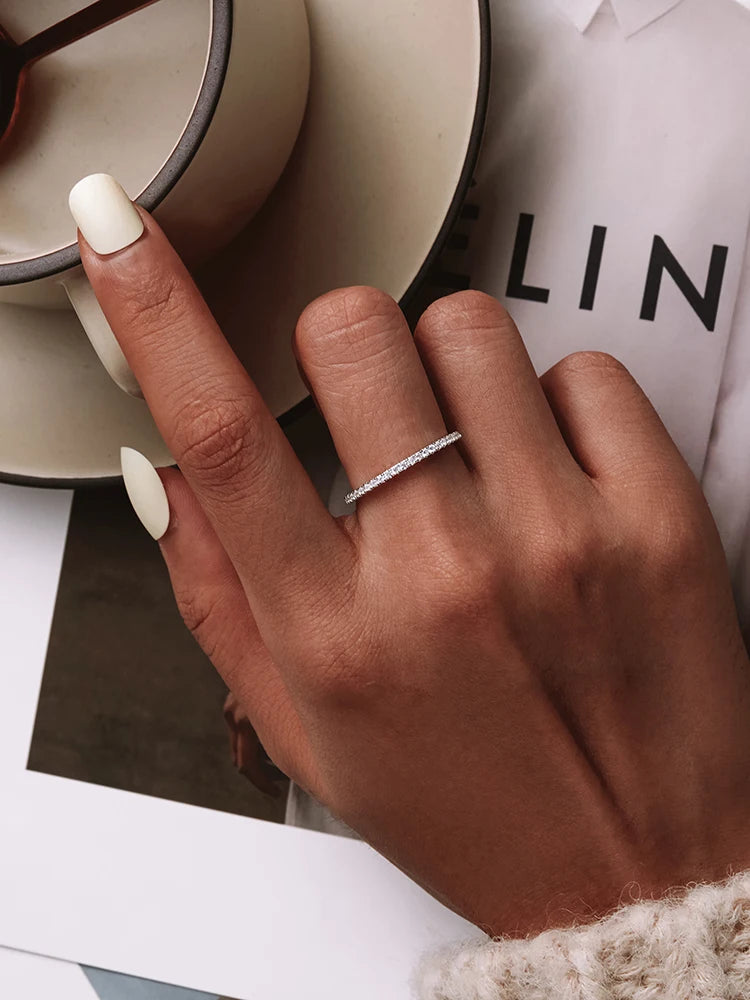 CZ Eternity Ring - White Gold Plated Sterling Silver Band