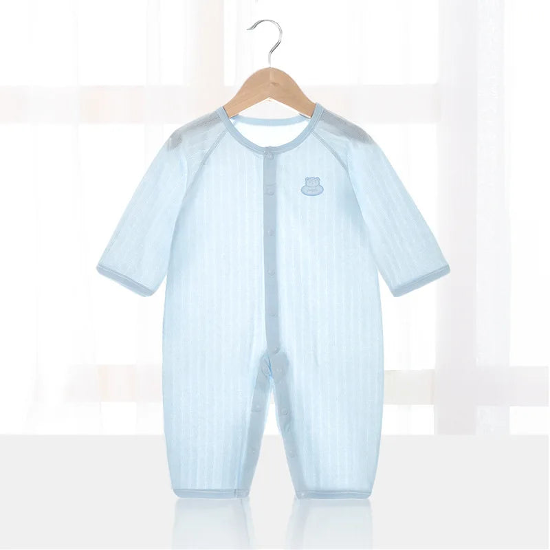 Baby Thin Summer Jumpsuit Clothes Short Sleeve Romper Boy Newborn Solid Girl Sleep Gown Infant Organic Cotton Rompers
