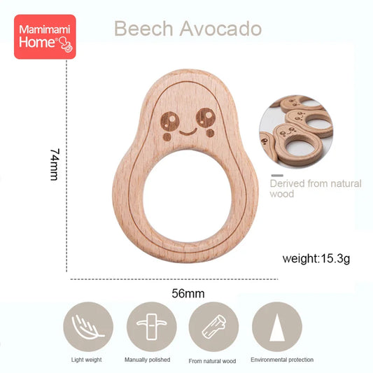 5-Pack Avocado Wooden Teether | BPA Free Beech Wood Pendant | USA Australia