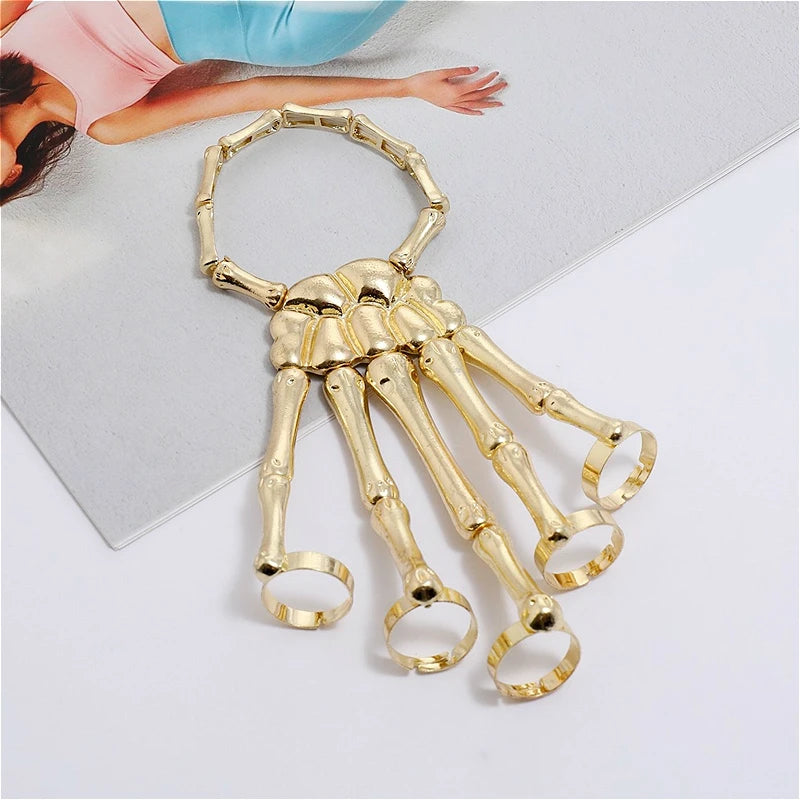 Skeleton Hand Bracelet | Gothic Punk Skull Adjustable Bangle | USA Australia