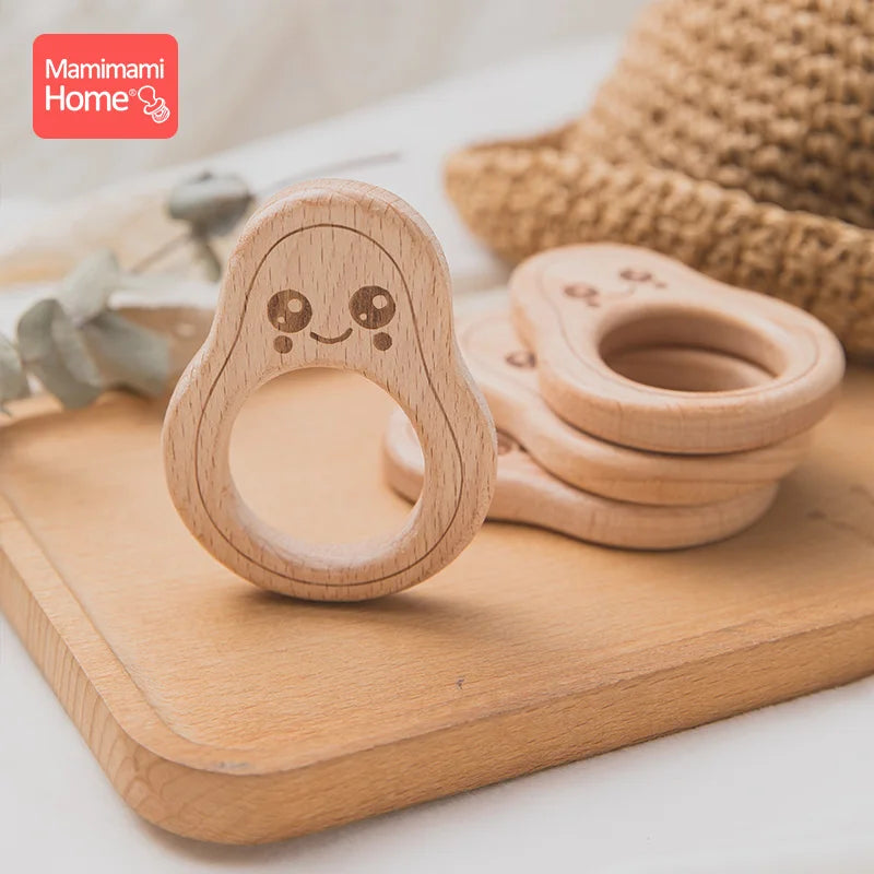 5-Pack Avocado Wooden Teether | BPA Free Beech Wood Pendant | USA Australia