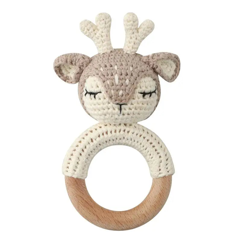 Wooden Giraffe Teether | Crochet Rattle Baby Mobile Toy | USA Australia