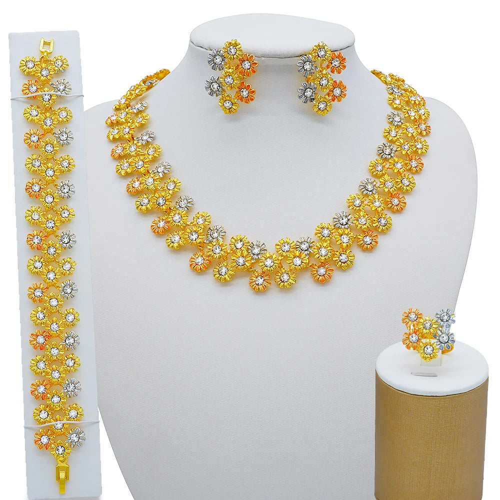 Dubai Gold Jewelry Set for Women | African Wedding Bridal 4-Piece Set | USA Australia