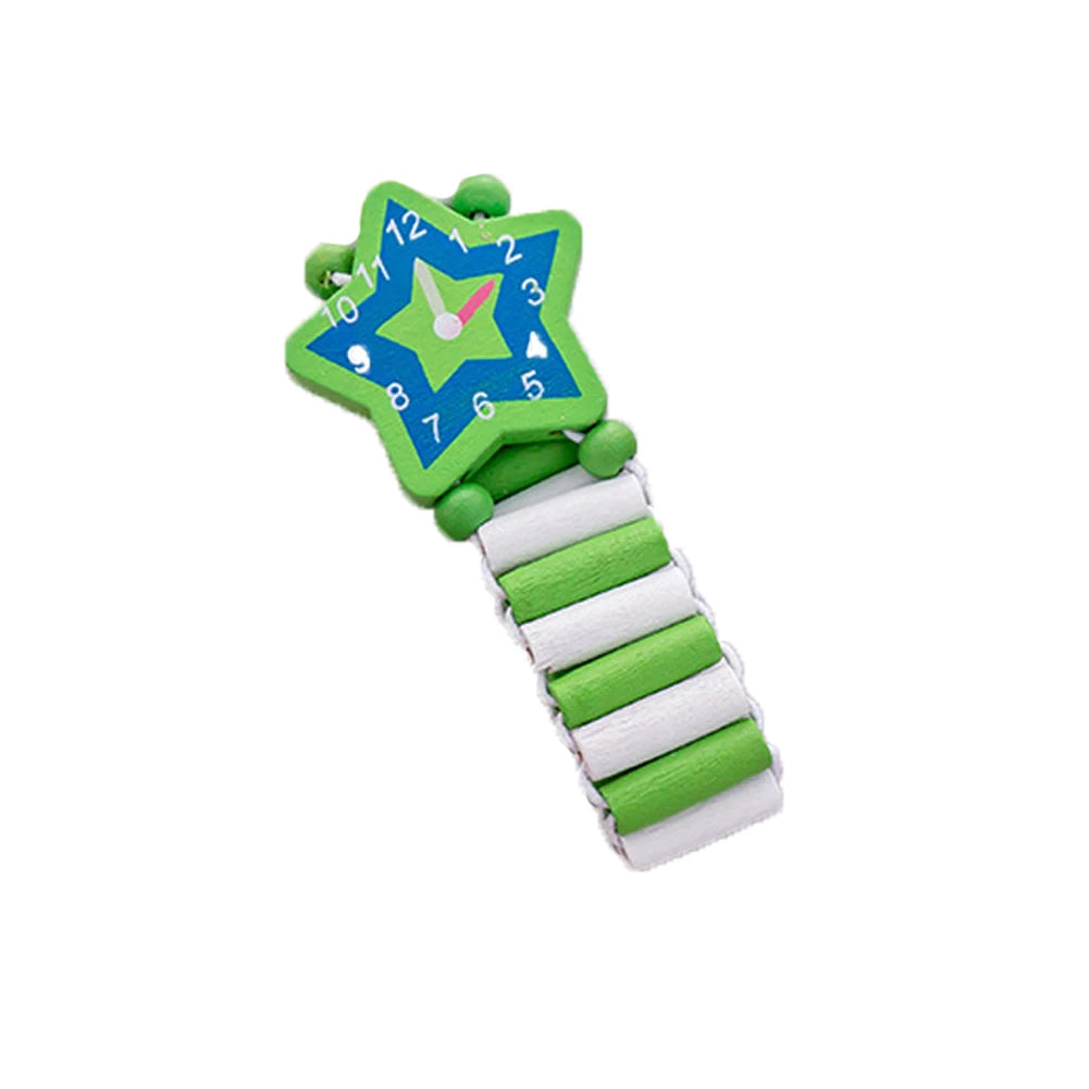 Kids Colorful Wood Watch Bracelet | Girls Elastic Wristband Toy | Birthday Gift | USA