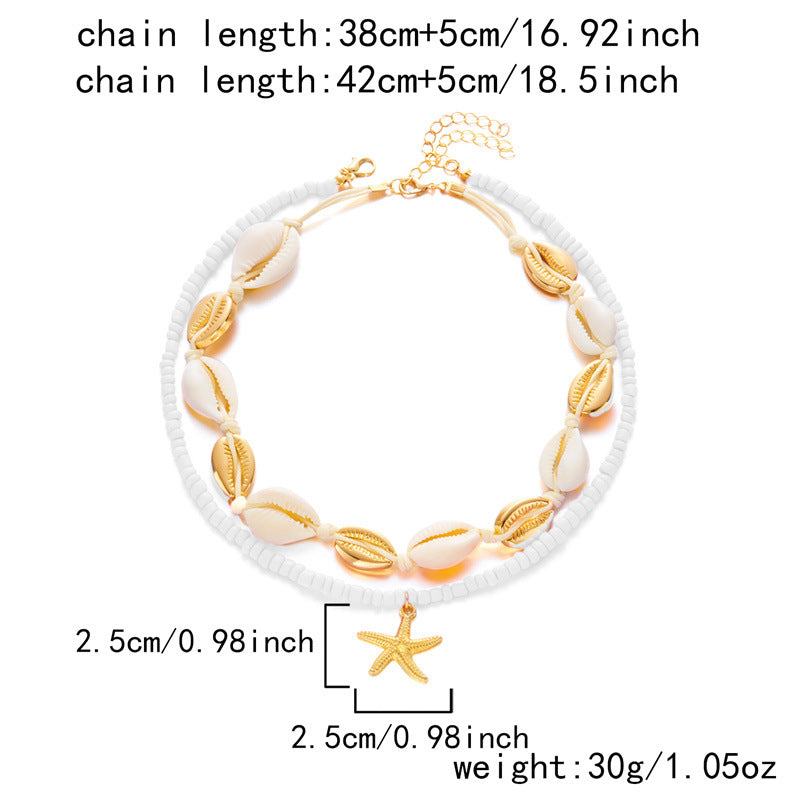 Bohemian Starfish Beach Necklace for Women | Pearl Beaded Choker | Summer | USA