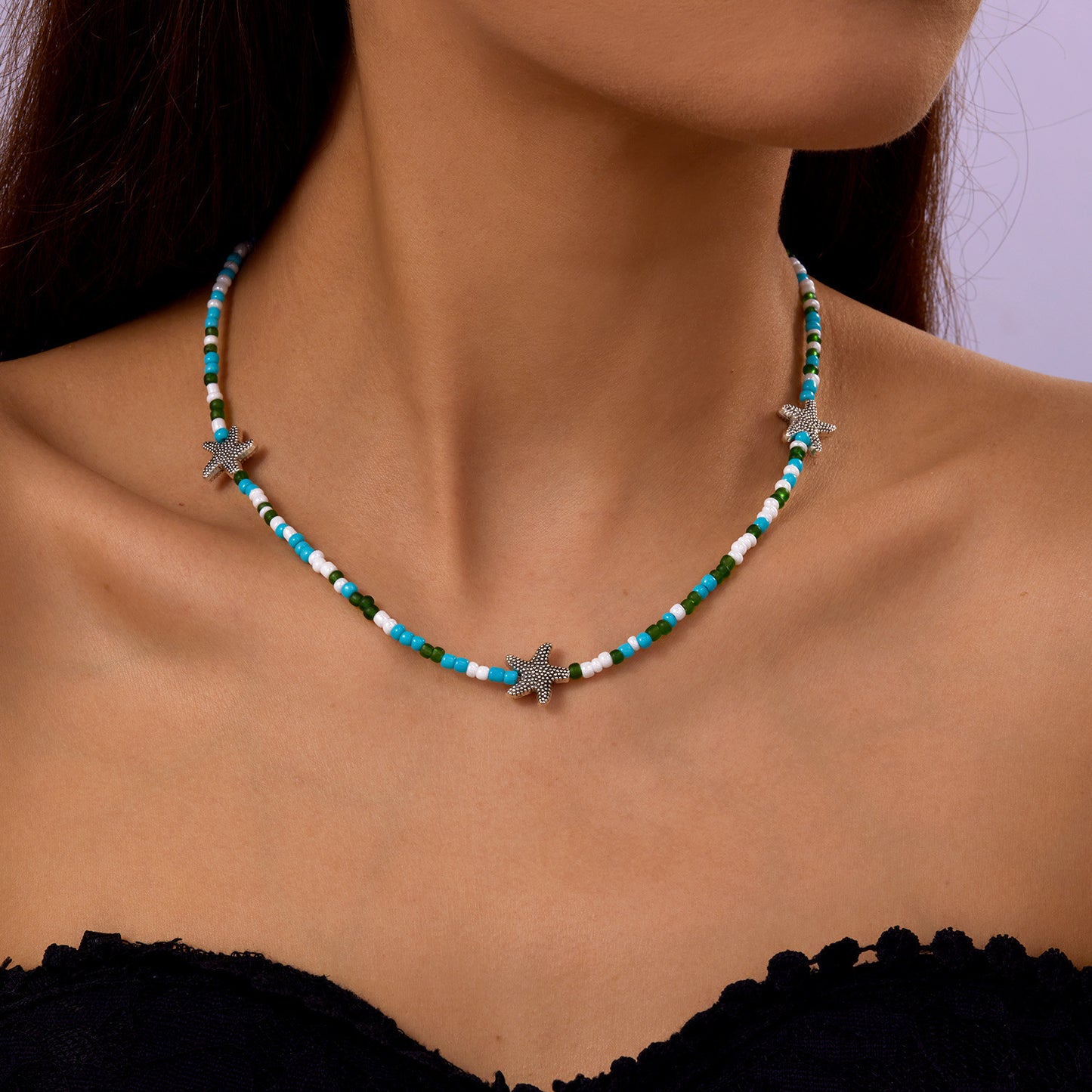 Bohemian Starfish Beach Necklace for Women | Pearl Beaded Choker | Summer | USA