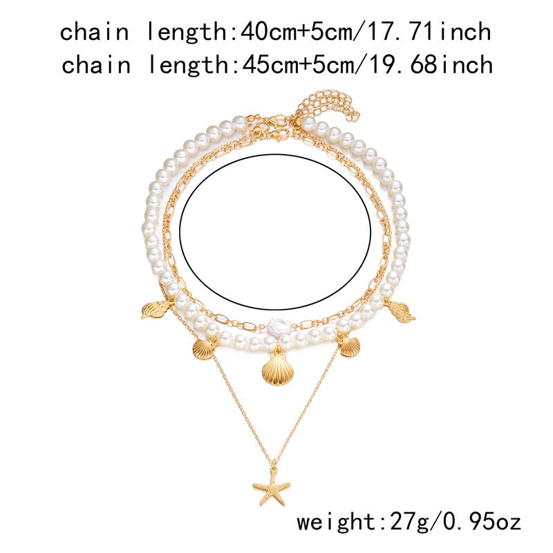 Bohemian Starfish Beach Necklace for Women | Pearl Beaded Choker | Summer | USA