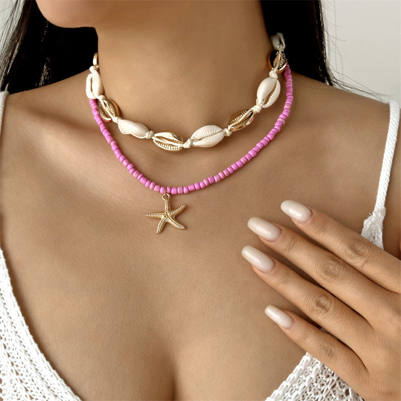 Bohemian Starfish Beach Necklace for Women | Pearl Beaded Choker | Summer | USA