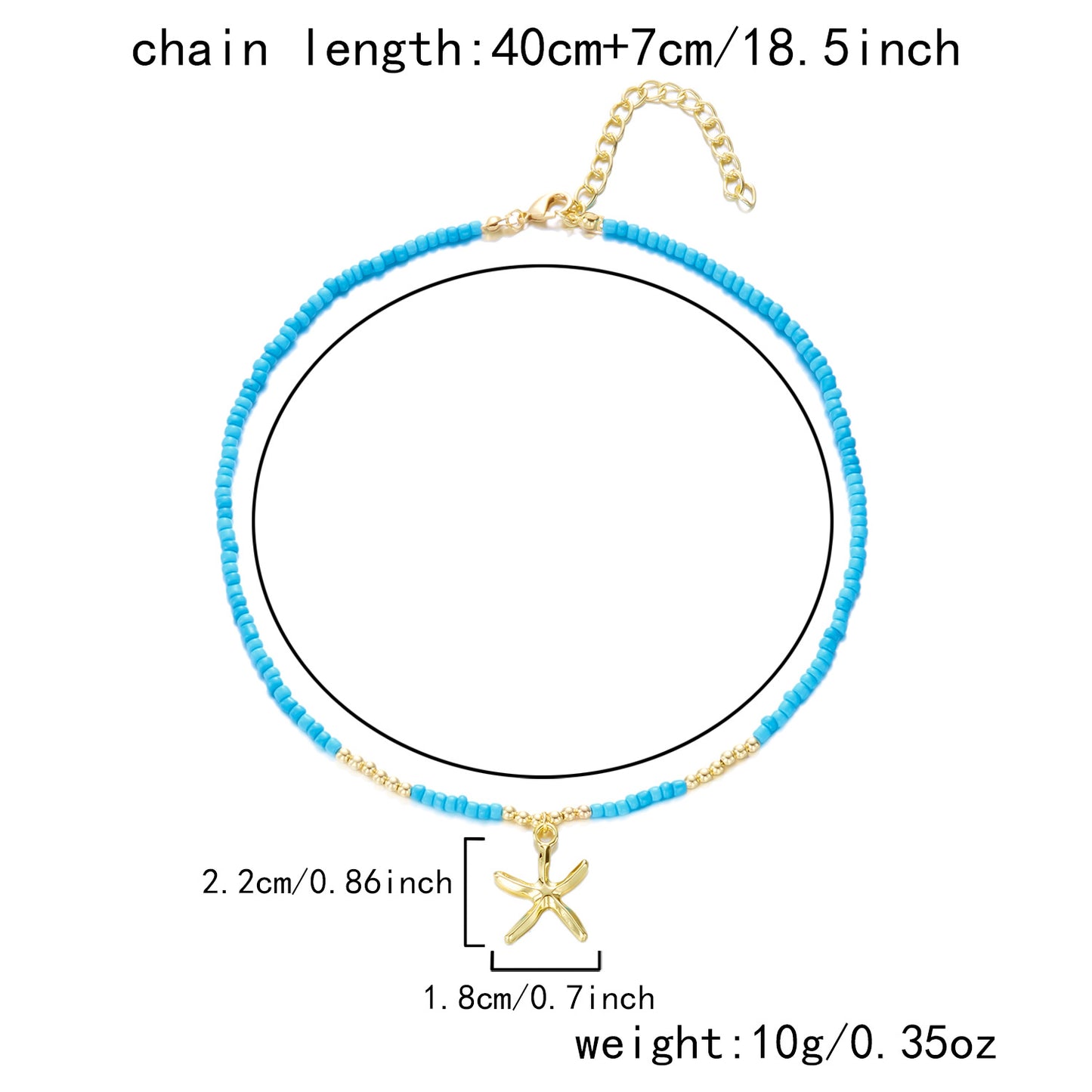 Bohemian Starfish Beach Necklace for Women | Pearl Beaded Choker | Summer | USA