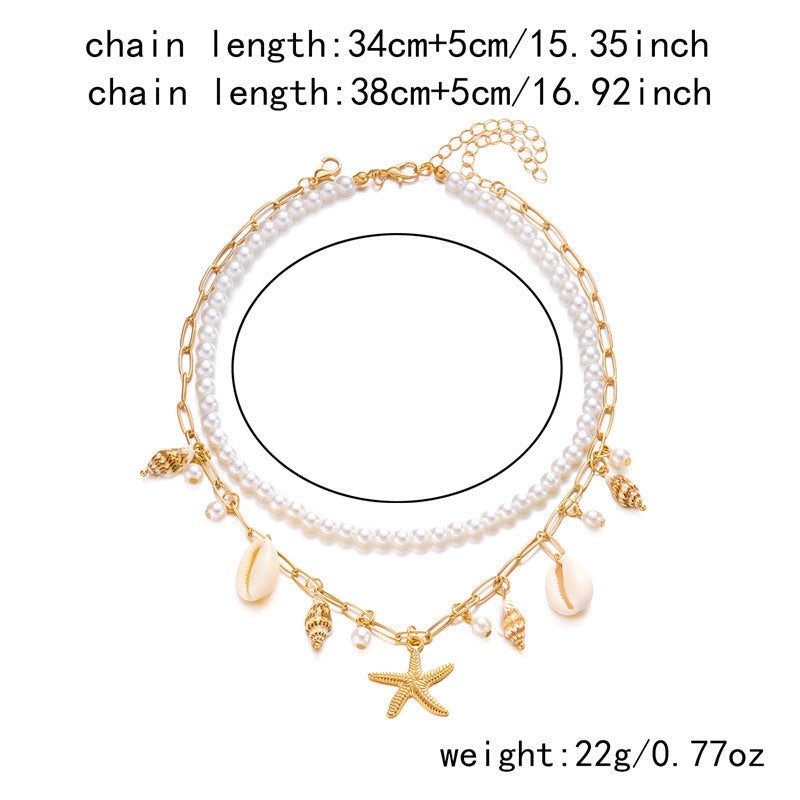 Bohemian Starfish Beach Necklace for Women | Pearl Beaded Choker | Summer | USA