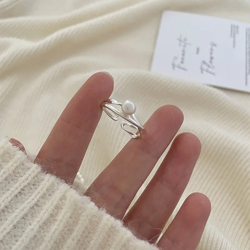 Sterling Silver Flower Bow Ring - Love Combination Adjustable Design